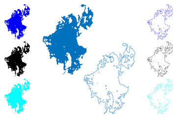 Lake Dubawnt (Canada, North America) map vector illustration, scribble sketch map