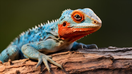 Visually Striking Depiction of a Vibrantly Colored Agama Lizard Amidst its Natural Habitat