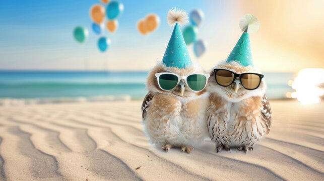 Beach Birthday Bash for Two Owls
