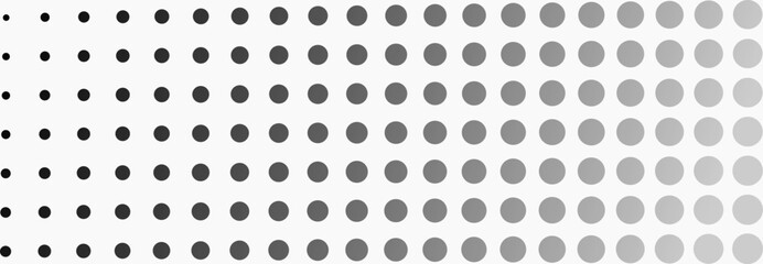 Halftone, circles Geometric pattern, Illustration, vector, alternating overlapping, orderly arrangement background, black and white, banner, website. dark white and gray.