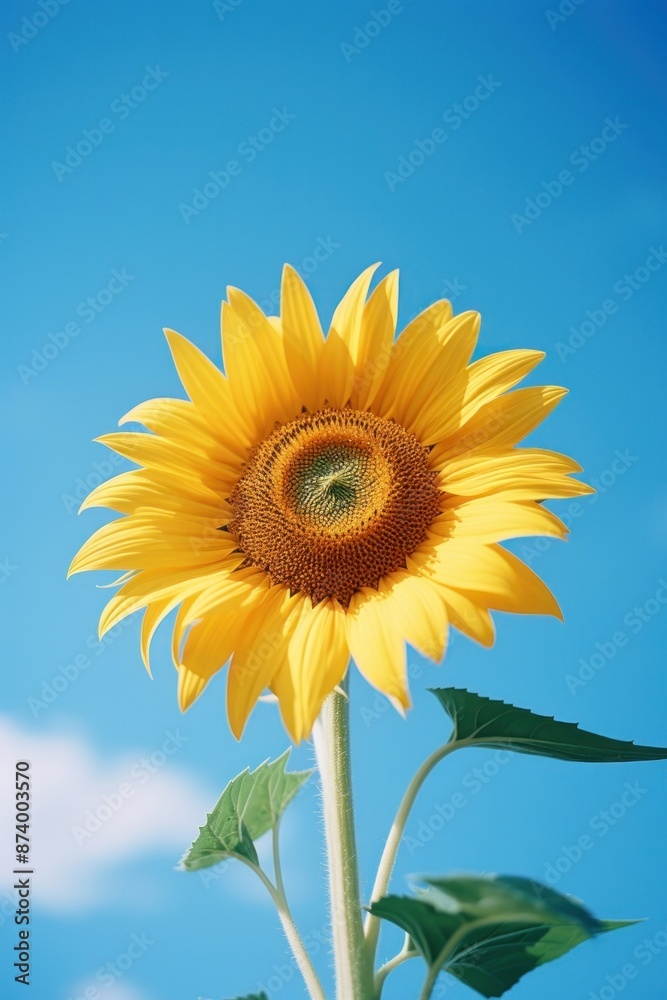 Poster One sunflower outdoors blossom plant.