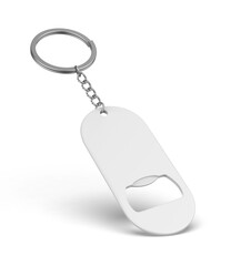 Blank opener keychain template mockup 3d illustration.