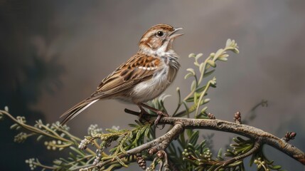 Warbling Willow Singer on a Juniper Perch