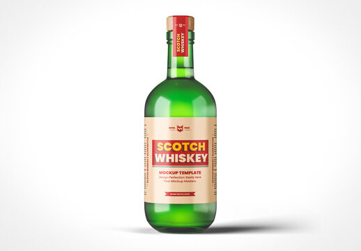 Green Wkisky Bottle Mockup