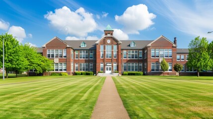 School building.View of typical American school building exterior