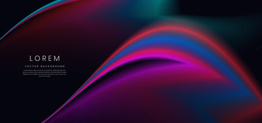 Colorful gradient wave and light on black background. You can use for ad, poster, template, business presentation.
