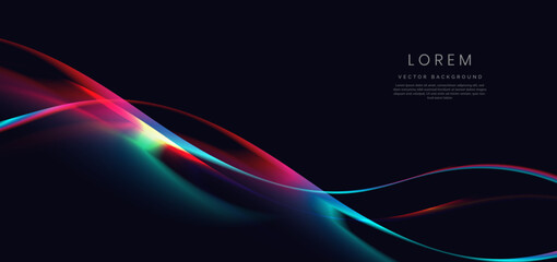 Colorful wave and light on black background. You can use for ad, poster, template, business presentation.