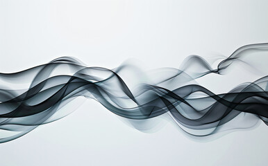 Obraz premium Abstract black line art vector design with smoke pattern on white background, digital illustration of modern and futuristic waves for concept banner template design.