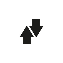 Two short small arrows point in different opposite directions. Vector illustration on white background.