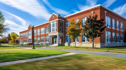 Fototapeta premium School building.View of typical American school building exterior