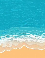 Fototapeta premium abstract sea wave on the beach. top view, blue and azure water, light sand. illustration in flat style.