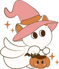 Retro Spooky ghost, Spooky cat ghost 