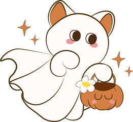 Retro Spooky ghost, Spooky cat ghost 