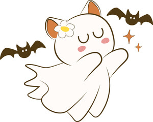 Retro Spooky ghost, Spooky cat ghost 