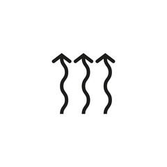 Winding wavy curved arrows. Vector illustration. Thin wavy twisty arrows.