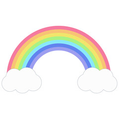 Rainbow with clouds on white background
