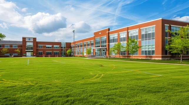 School building.View of typical American school building exterior