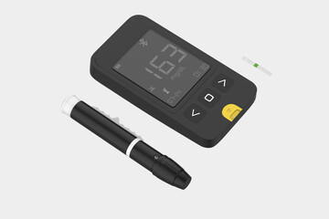 portable hemoglobin meter with hemoglobin strips. 3d illustration