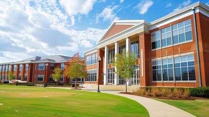 School building.View of typical American school building exterior