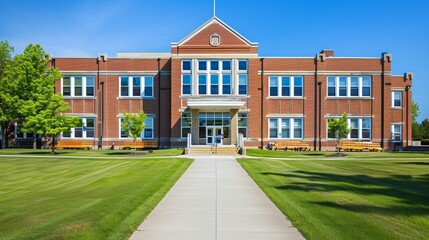 Fototapeta premium School building.View of typical American school building exterior