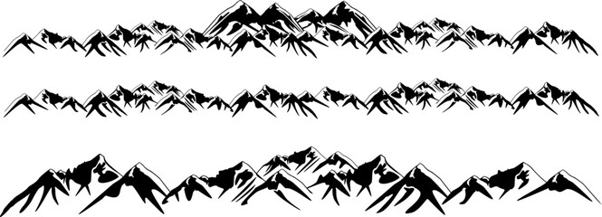 Vektor Set Silhouetten Berge - Alpen - Gebirge - Gletscher - Design Elemente