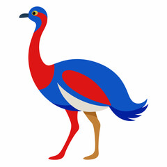 Red and blue Emu vector illustration on white background