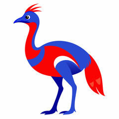 Red and blue Emu vector illustration on white background