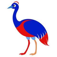 Obraz premium Red and blue Emu vector illustration on white background