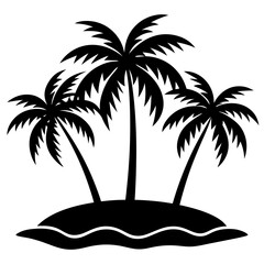 Tropical palm trees on a secluded island vector silhouette