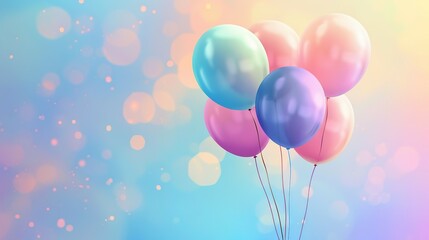Pastel Balloons Floating on a Dreamy Background