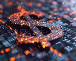 Dynamic 3D Rendering of Floating Dollar Sign Over Financial Interface, Symbolizing Currency and Economy