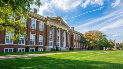Fototapeta premium School building.View of typical American school building exterior