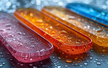 a group of plastic containers sitting on top of a table.