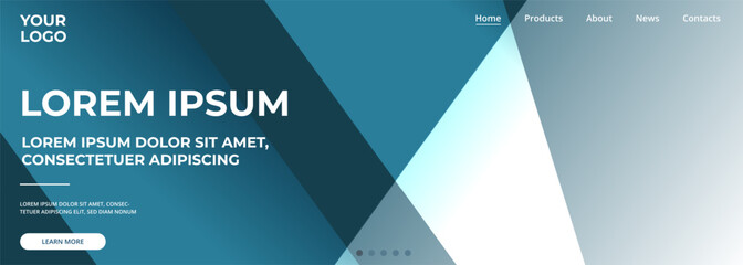 Blue and white modern abstract background with geometric shapes. Dark blue and white digital marketing wide abstract banner for advertising promotion. Vector illustration