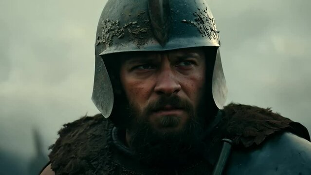 face of warrior on Hundred Years' War in 1337