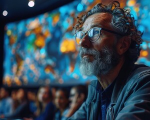 Fototapeta premium Futuristic Virtual Classroom with Holographic Displays | Innovative Education Concept in 3D Rendering