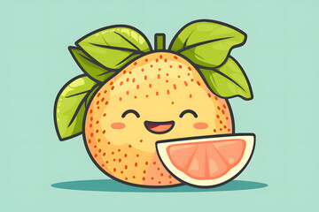 Flat logo illustration of a cute jackfruit, isolated on plain, simple background. Generative AI