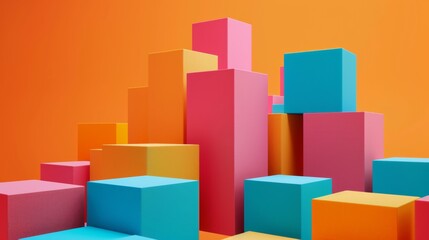 Naklejka premium Colorful geometric shapes on an orange background