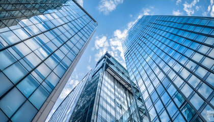 Tall skyscrapers in a cloudy city, possibly Chicago Urban scene with high-rise buildings Business district with modern skyscrapers background 