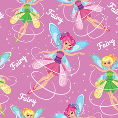 Seamless_vector_pattern_Flower_fairies_Vector_princesses_Fairies