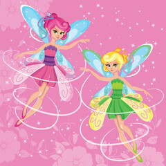 Flower fairies. Vector princesses. Fairies