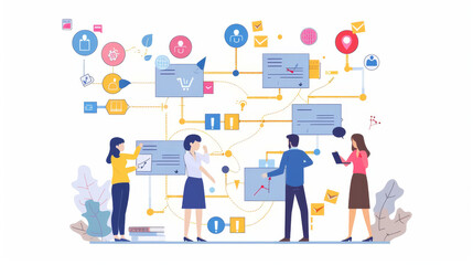 Fototapeta premium Business processes are important in any company and involve different steps. These steps are recorded on paper to keep track of them easily.
