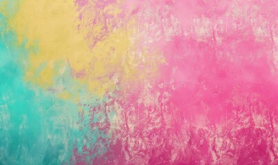 Obraz premium Abstract textured background with shades of yellow, pink, and turquoise, creating a vibrant composition.