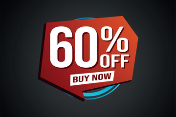 60% sixty percent off buy now poster banner graphic design icon logo sign symbol social media website coupon

