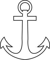 Anchor icon in line style. Ship Anchor vector. Nautical maritime sea ocean boat illustration symbol. Marine retro emblem logo with anchor and rope, logo inspiration isolated on transparent background.
