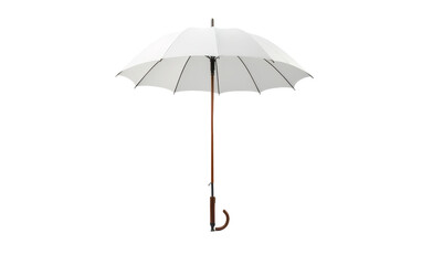 Umbrella with wooden handle isolated on transparent background