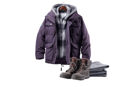 Puffer winter jacket isolated on transparent background