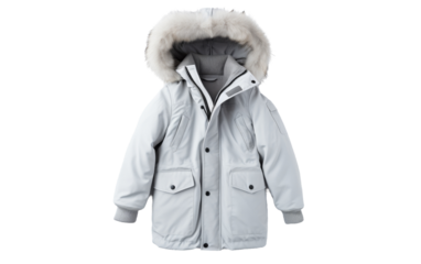 White winter jacket isolated on transparent background