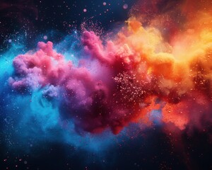 Obraz premium Energetic Burst of Colorful Particles in Suspended Animation - 3D Rendering