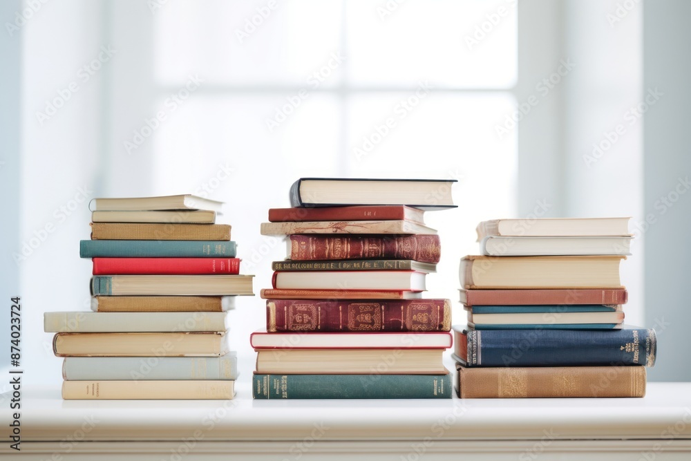 Wall mural books on desk publication education learning.